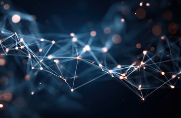 Abstract network of interconnected points and lines against a dark background.  Intricate web of glowing nodes and filaments, with subtle light effects and bokeh