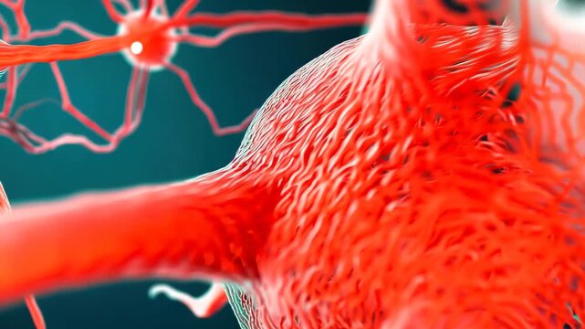 Detailed Close-Up of Neurons with Synaptic Connections Represented