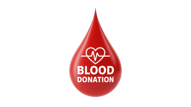 Give the gift of life, a vibrant red blood drop symbolizes hope and humanity with a heart and pulse graphic, inspiring donation for health and wellness. - Powered by Adobe
