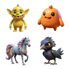 Obraz premium 3d mythical creature icon bundle set featuring fantasy beasts for games and apps transparent background