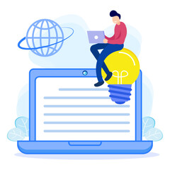 Illustration vector graphic cartoon character of blogging