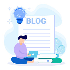 Illustration vector graphic cartoon character of blogging