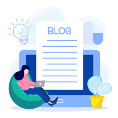 Illustration vector graphic cartoon character of blogging