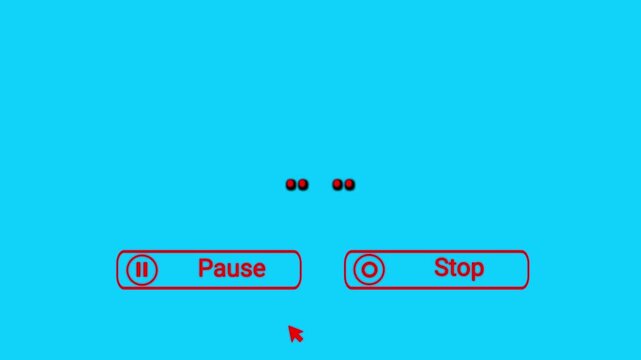 Animated continue pause button with black dots.