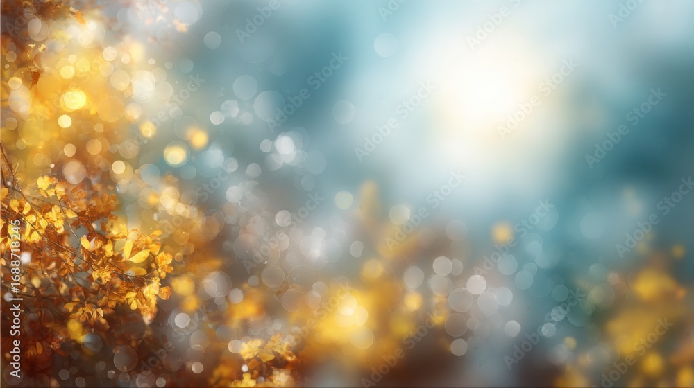 Poster vibrant autumn leaves display warm colors while illuminated by gentle sunlight, creating a soft and 