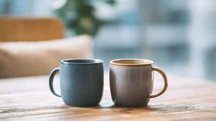 Obraz premium casual chat with coffee mugs in office corner