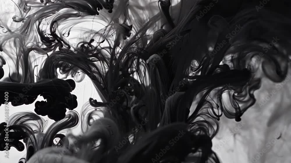Aufkleber captivating abstract image showcasing black ink swirling and blending in water. the intricate patter