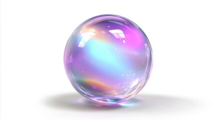 Obraz premium 3D crystal ball glowing with light, round smooth design, clipart on white background