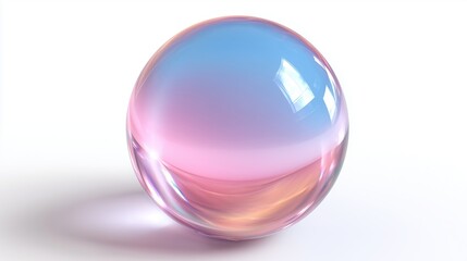Obraz premium 3D crystal ball with pearl color glowing with light, simple circle design, clip art on white background.