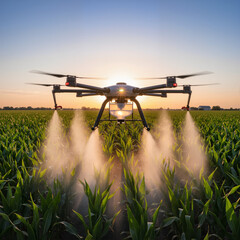 Agricuture drone in corn field