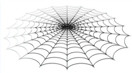 3D spider web round symmetrical design, easy cartoon style, clipart on white background
