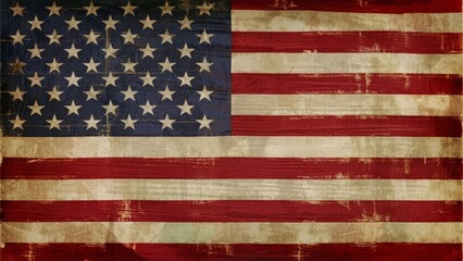 Fototapeta premium Weathered American Flag with Faded Stripes and Stars