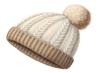 Cozy knitted winter hat with a fluffy pom pom