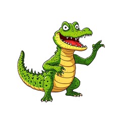 Fototapeta premium Illustration of a happy cartoon alligator with an open mouth, isolated on white background