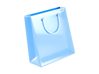 Light blue glossy shopping bag with handles on black background