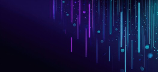 Abstract digital art with vibrant vertical lines and scattered circles