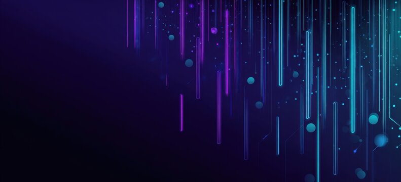 Abstract digital art with vibrant vertical lines and scattered circles