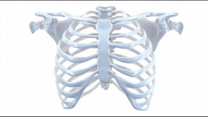 3D skeleton ribcage simplified Halloween design, smooth cartoon look, clipart on white background