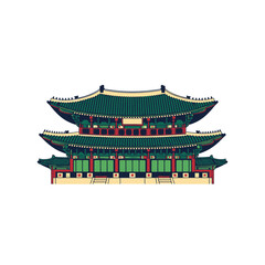 Korean Temple 2D Vector Illustration on White Background for Commercial Use