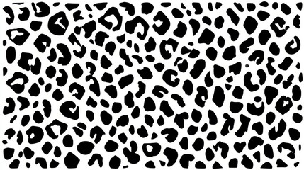 A vibrant leopard print pattern in black and white showcases a variety of abstract shapes, ideal for use in textile design and artistic projects, demonstrating visual depth and texture.