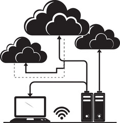 cloud computing network diagram vector silhouette