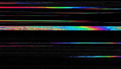 Distorted VHS analog static with RGB flicker lines on black