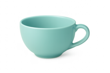 Empty teal cup isolated on transparent background with handle