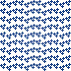 Seamless pattern with blue crosses on white background. Vector illustration.