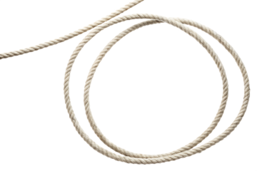 White Rope Forming a Loop on Background cord string isolated on a transparent background