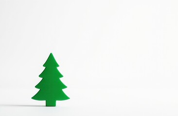 Obraz premium Minimalist green pine tree on white background