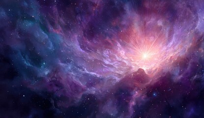 Fototapeta premium Cosmic nebula, vibrant colors, swirling clouds of space dust