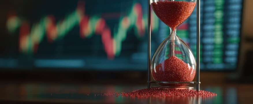 The hourglass symbolizing urgency in financial market dynamics and time management.