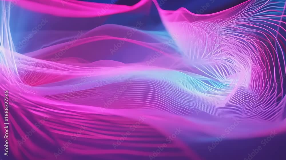 Aufkleber this captivating image features abstract wave patterns highlighted by neon colors and smooth gradien