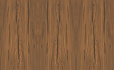 panoramic view of a brown wood grain texture. It features a repeated pattern of vertical planks with distinct, dark, wavy lines that simulate natural wood grain
