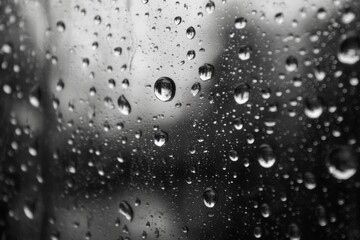 Raindrops on glass, monochrome view (3)