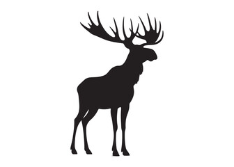 elk moose logo silhouette vector, elk deer moose  vector silhouette illustration, wild animal vector of a elk moose silhouette, bull elk moose logo silhouette vector on white background. 