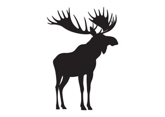 elk moose logo silhouette vector, elk deer moose  vector silhouette illustration, wild animal vector of a elk moose silhouette, bull elk moose logo silhouette vector on white background. 