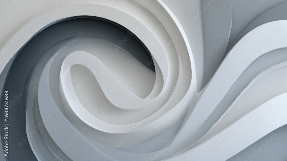 Aufkleber soft curves intertwine in elegant patterns, displaying a gradient of gray and white tones. this arti
