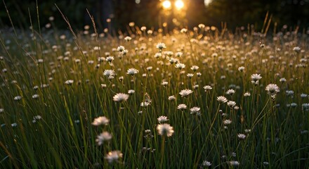 Golden Meadow: Sunlit Dandelions in a Field