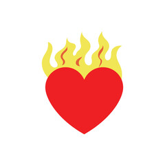 Burning Heart Icon – Fiery Love Symbol for Passion and Romance