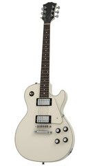 Naklejka premium Pearl White Electric Guitar, isolated on white or transparent background. PNG