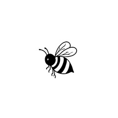 bee. bee simple black and white line art vector logo