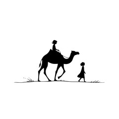 camel. camel simple black and white line art vector logo