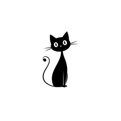 cat. cat simple black and white line art vector logo