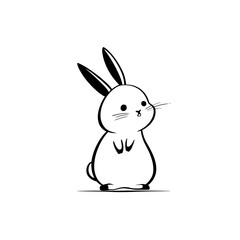 rabbit. rabbit simple black and white line art vector logo