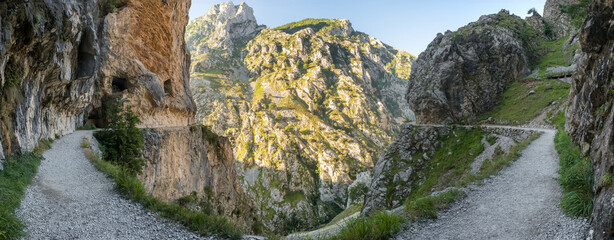 Ruta del Cares Hiking Trail in Picos de Europa in Summer, Northern Spain