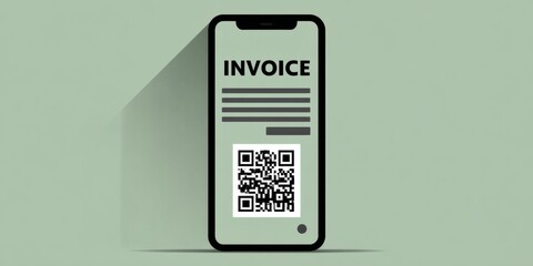 Digital invoice displayed on a mobile phone screen with a QR code for easy access and payment processing
