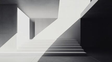 Obraz premium Minimalist Architecture: A Study in Light and Shadow on Concrete Stairs