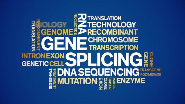 Gene Splicing animated word cloud-text design animation tag kinetic typography seamless loop.
