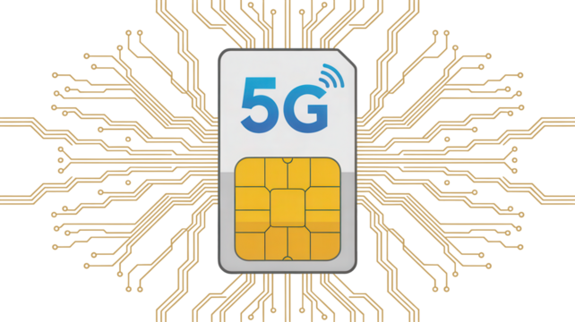 Experience the future of connectivity with a cutting-edge 5G SIM card seamlessly integrated into a dynamic digital circuit board network for high-speed data transfer and advanced communication.